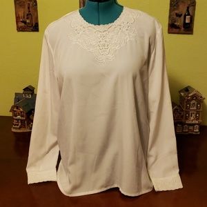 Scalloped Collard Beaded Front Blouse